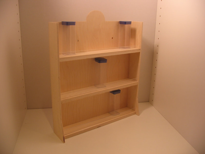 Wood Hanging Product Display Shelf by Sneller