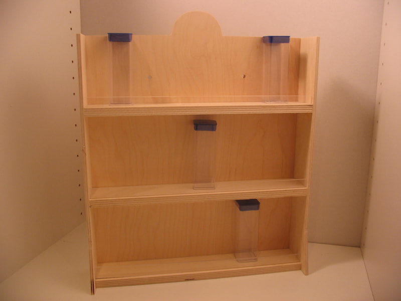 Wood Hanging Product Display Shelf by Sneller